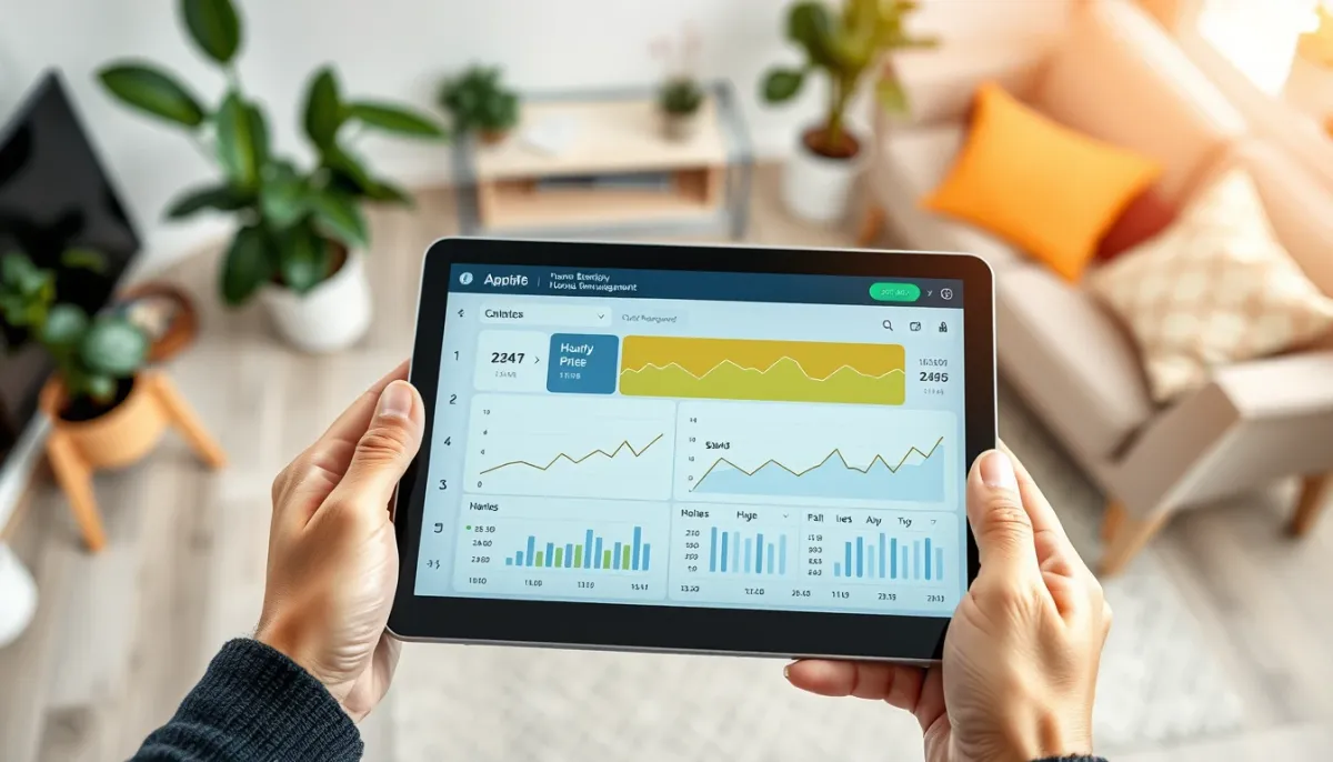 Application de pilotage énergétique sur tablette montrant les prix horaires de l'électricité, outil de flexibilité pour un contrat dynamique