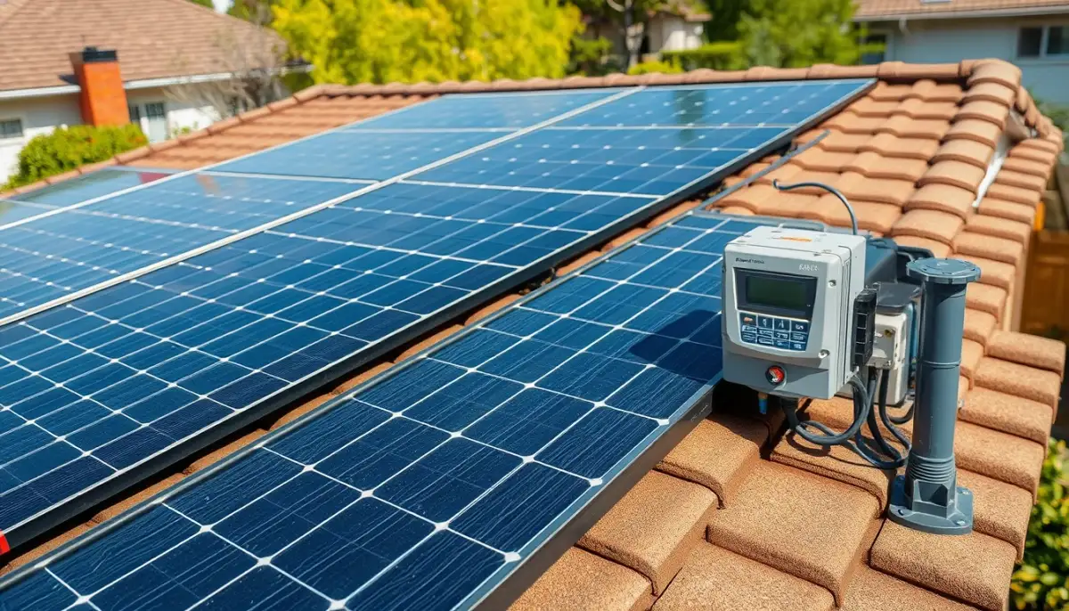 Panneaux solaires et compteur intelligent pour mesurer la production d'électricité