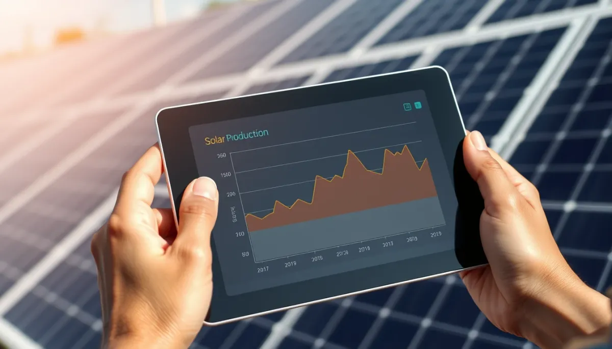 Personne consultant la production d'énergie solaire sur une tablette