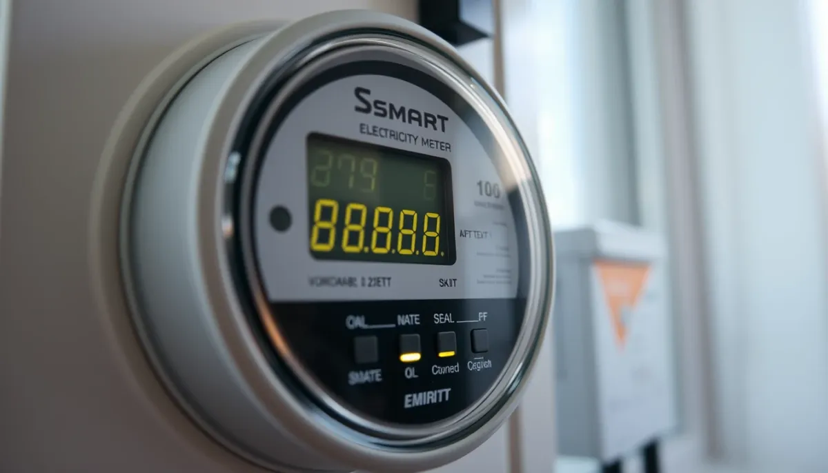 Gros plan sur un compteur communicant affichant les index de prélèvement et d'injection d'électricité