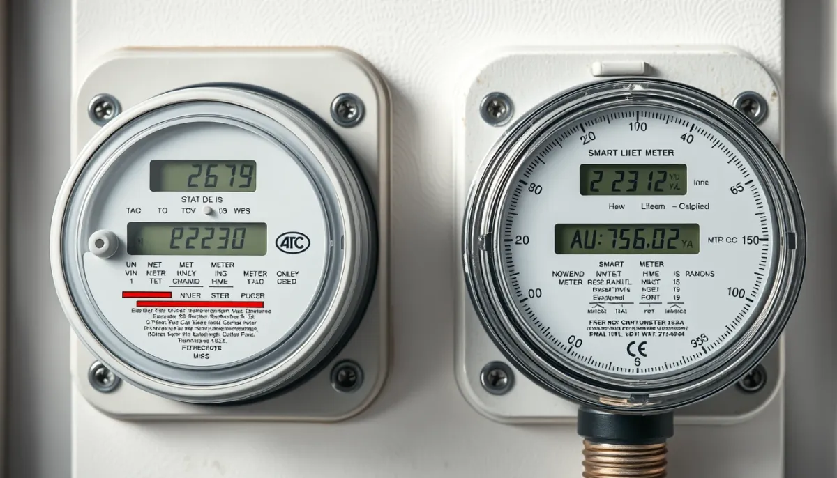 Comparaison entre un compteur communicant et un compteur traditionnel, illustrant les alternatives de facturation