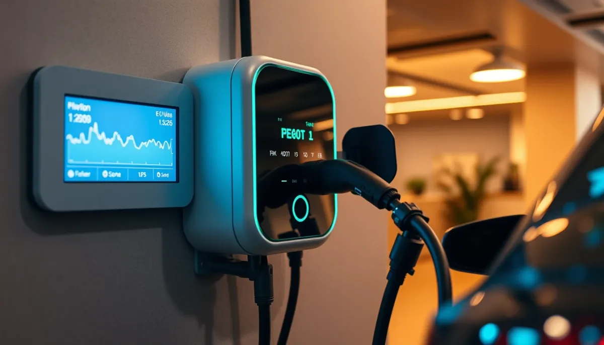 Borne de recharge affichant la puissance en temps réel pour le délestage dynamique