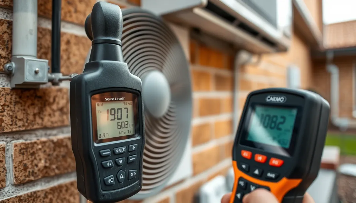 Mesure du niveau sonore d'une pompe à chaleur avec un sonomètre