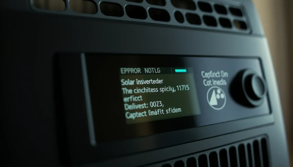 Écran d'onduleur solaire affichant un code d'erreur, vérification par le propriétaire