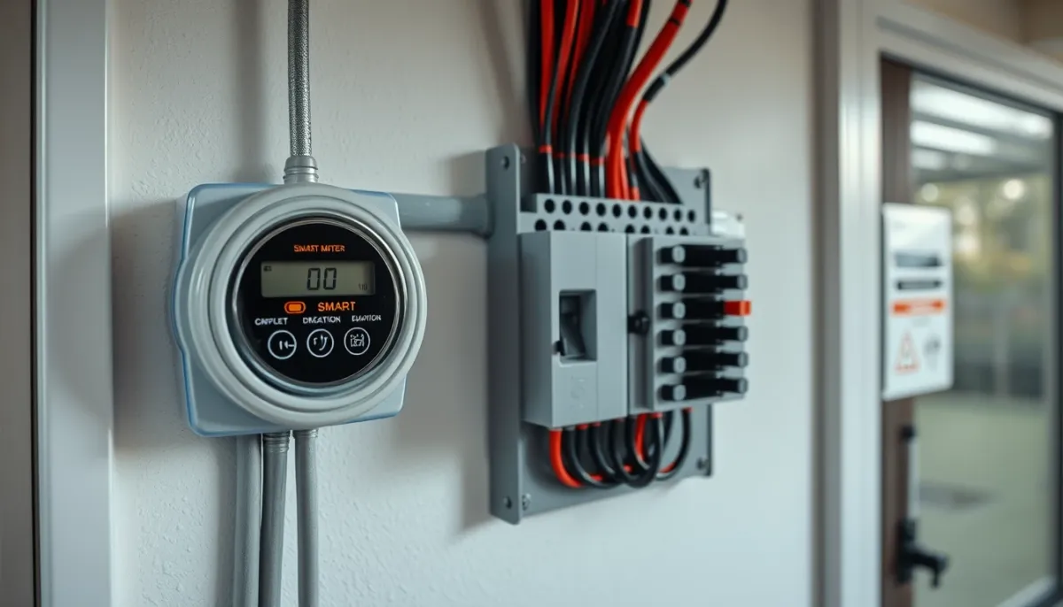 Tableau électrique domestique avec compteur communicant et disjoncteur dédié à la borne de recharge